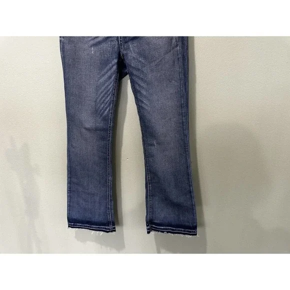 Rag & Bone Jeans Sz 27x 25” Inseam Frayed Hem Cropped High Rise Distressed Dark  - Picture 3 of 12